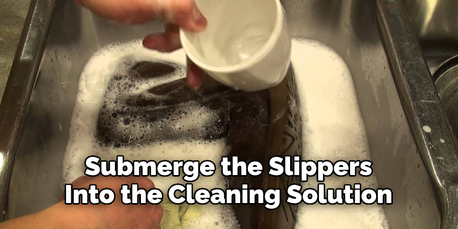 Submerge the Bearpaw Slippers
Into the Cleaning Solution