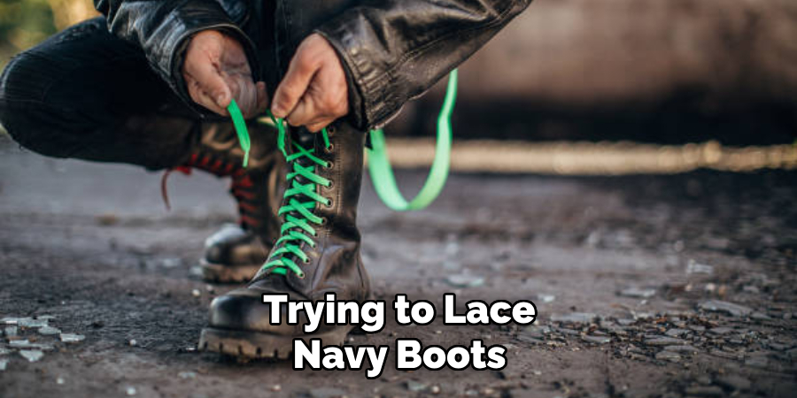 Trying to Lace Navy Boots